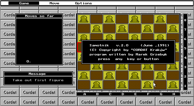 Samotnik (DOS) screenshot: Game info