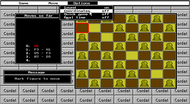 Samotnik (DOS) screenshot: Options menu