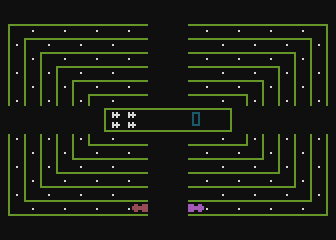 Dodge Racer (Atari 8-bit) screenshot: Starting out