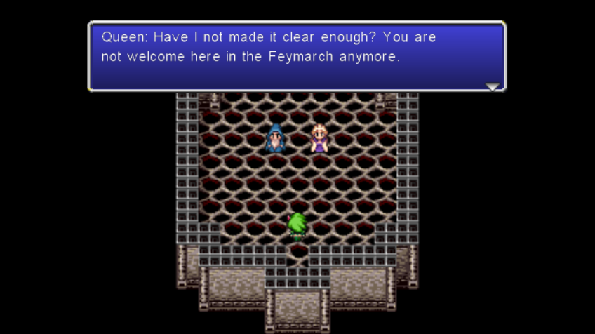 Final Fantasy IV: The After Years - Rydia's Tale (Wii) screenshot: Without any explanation Asura bans Rydia from Feimarch