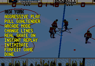 Wayne Gretzky and the NHLPA All-Stars (Genesis) screenshot: Pause menu.