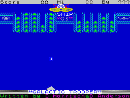 Galactic Trooper (ZX Spectrum) screenshot: Shooting at the aliens