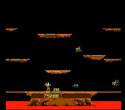 Williams Arcade Classics (SNES) screenshot: One enemy is dead, his bird runs away (Joust)