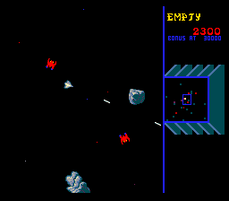 Williams Arcade Classics (SNES) screenshot: Trying to hit the rock (Sinistar)