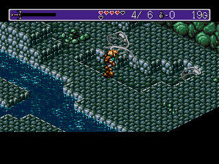 Landstalker (Genesis) screenshot: Slash the slime!