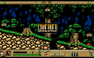 Super Cauldron (Amiga) screenshot: Game over