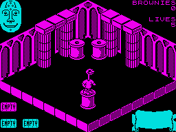 Sweevo's World (ZX Spectrum) screenshot: Sweevo is safe on column