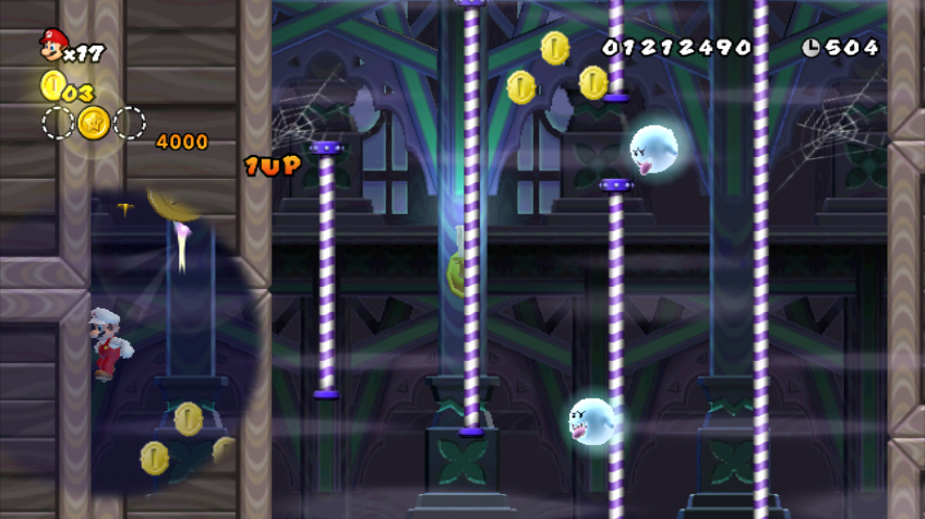 New Super Mario Bros. Wii (Wii) screenshot: As expected there are a lot of secret passages and fake walls