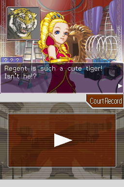 Phoenix Wright: Ace Attorney - Justice for All (Nintendo DS) screenshot: No, the tiger is actually scary