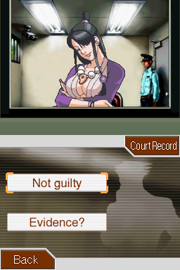 Phoenix Wright: Ace Attorney - Justice for All (Nintendo DS) screenshot: You will be able to communicate with Mia Fey throughout most of cases. Her cleavage seems to be getting bigger despite her being dead for over a year. What gives?