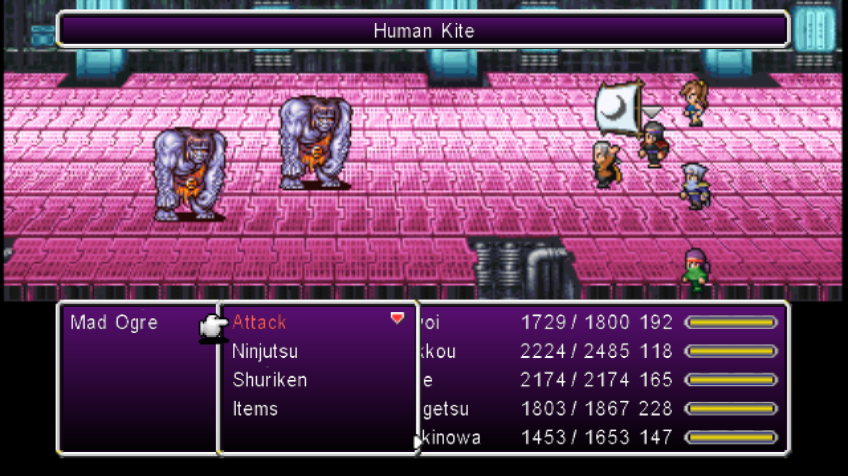 Final Fantasy IV: The After Years - Edge's Tale (Wii) screenshot: One of new ninja techniques - Human kite