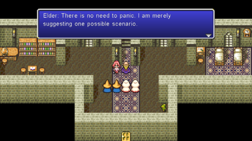 Final Fantasy IV: The After Years - Edge's Tale (Wii) screenshot: Tsukinowa manages to overhear an important dialogue being turned into a toad