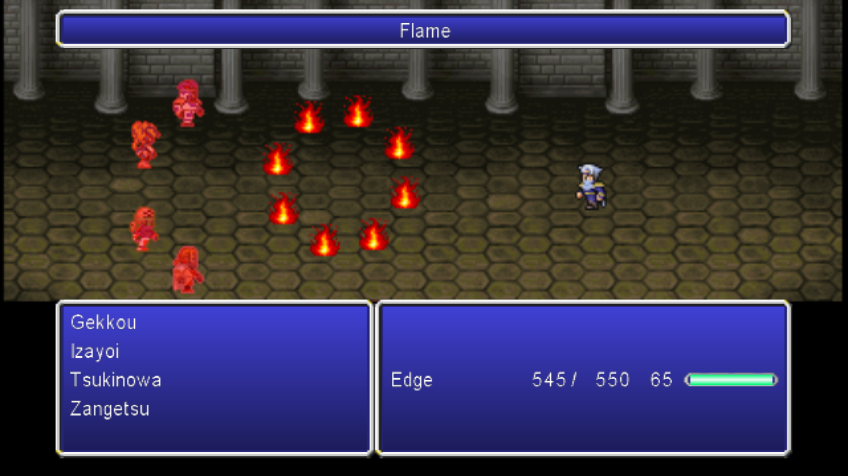 Final Fantasy IV: The After Years - Edge's Tale (Wii) screenshot: Edge training his ninja apprentices
