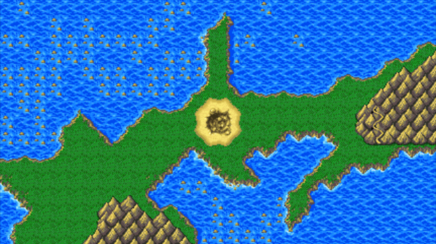 Final Fantasy IV: The After Years - Edge's Tale (Wii) screenshot: A mysterious crater