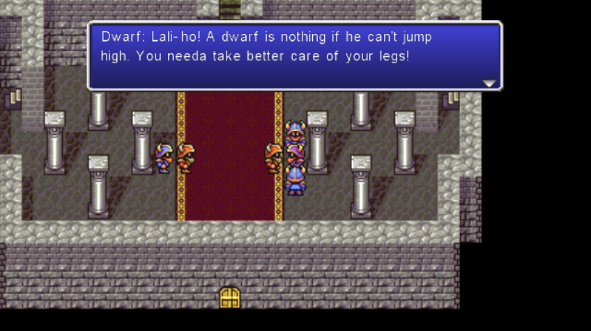 Final Fantasy IV: The After Years - Edge's Tale (Wii) screenshot: Zangetsu disguised as a dwarf and hilariously almost failing at it