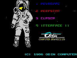 Nodes of Yesod (ZX Spectrum) screenshot: menu