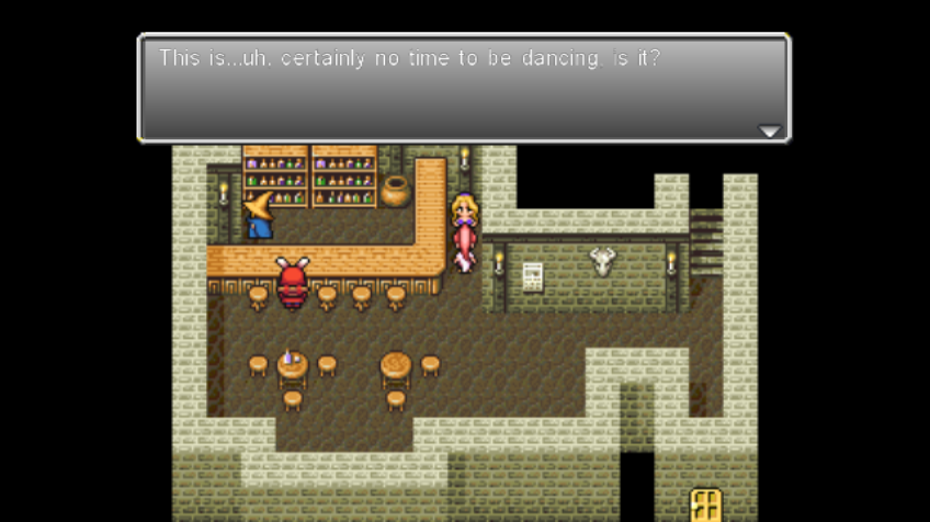 Final Fantasy IV: The After Years - Porom's Tale (Wii) screenshot: The town is under siege and it's certainly not the time for dancing