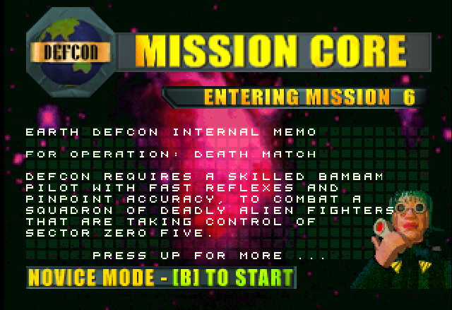 Zero 5 (Jaguar) screenshot: Mission 6 briefing