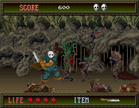 Splatterhouse (Arcade) screenshot: Brutal monster-slashing