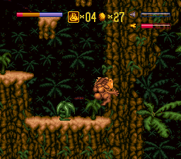 Radical Rex (SNES) screenshot: Wall. Ouch.