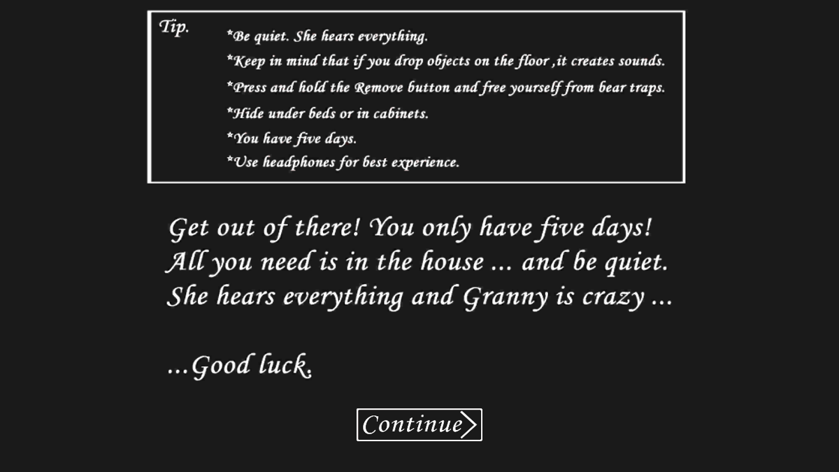 Granny (Android) screenshot: Help and instructions