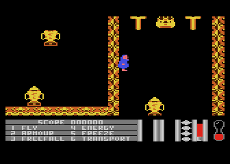 Tarkus and the Crystal of Fear (Atari 8-bit) screenshot: Falling down