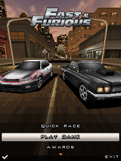3D Fast & Furious (J2ME) screenshot: Main menu