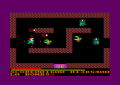 Survivor (Amstrad CPC) screenshot: Using the porcupine bomb