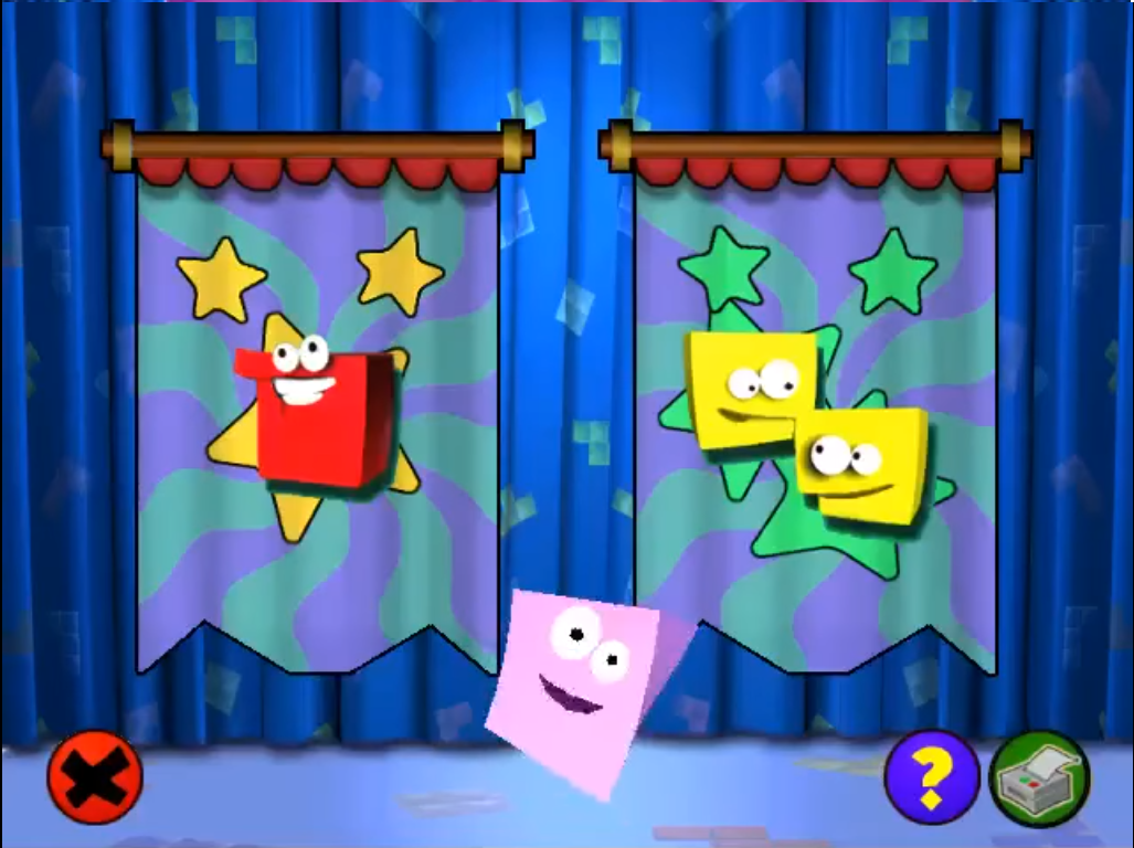 Kids Tetris (Windows) screenshot: The main menu. You can play single player or multiplayer.