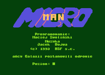 MicroMan (Atari 8-bit) screenshot: Title screen