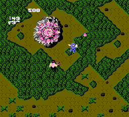 Ikari Warriors (NES) screenshot: Mountain explosion