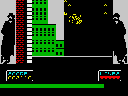 Hudson Hawk (ZX Spectrum) screenshot: Long fall