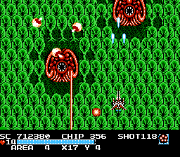 The Guardian Legend (NES) screenshot: Area four and the enemies are ugly