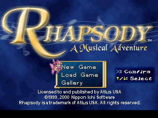 Rhapsody: A Musical Adventure (PlayStation) screenshot: Title screen