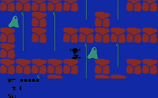 Kazik and the Ghosts (Commodore 16, Plus/4) screenshot: Ghosts