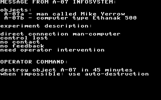 A-07 (Commodore 16, Plus/4) screenshot: Message