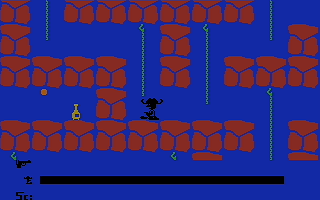 Kazik and the Ghosts (Commodore 16, Plus/4) screenshot: Deadly drop and extra energy