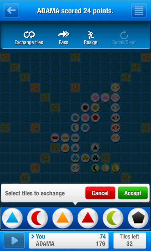 MindFeud (Android) screenshot: Swapping tiles