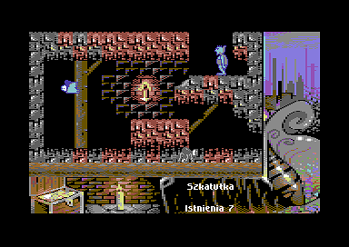 Miecze Valdgira II: Władca Gór (Commodore 64) screenshot: Going down deep