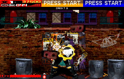 Revolution X (Arcade) screenshot: Enemy with shield