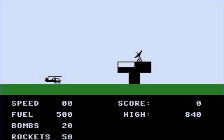 Black Thunder (Commodore 16, Plus/4) screenshot: Landing area