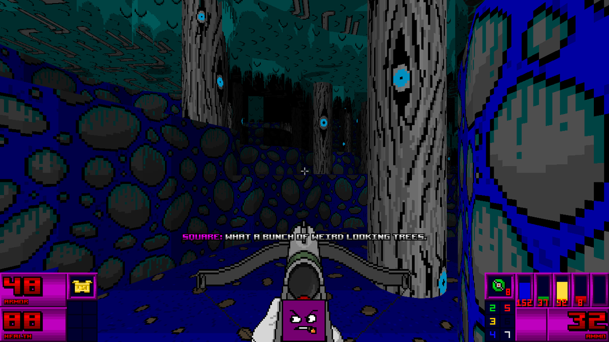 The Adventures of Square (Windows) screenshot: Deep in the spooky moon-woods