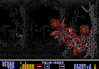 Thunder Spirits (Arcade) screenshot: Destroyed the boss.