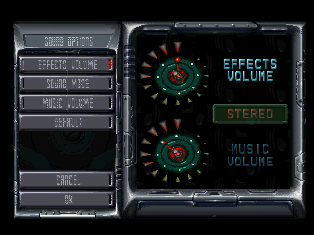 Speedball 2100 (PlayStation) screenshot: Sound Options.