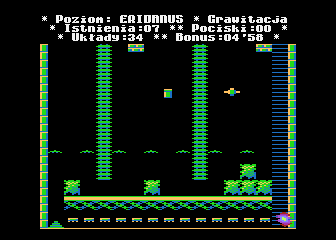 MicroMan (Atari 8-bit) screenshot: Deadly jumping from a height
