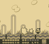 Kirby's Dream Land 2 (Game Boy) screenshot: Swallow star with power, and enemy
