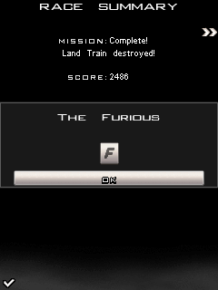 3D Fast & Furious (J2ME) screenshot: Race summary
