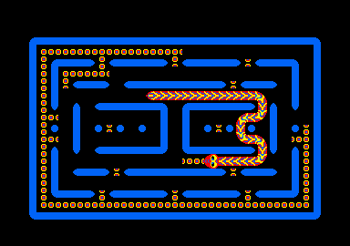 Nibbler (Amstrad CPC) screenshot: Nibbler grows