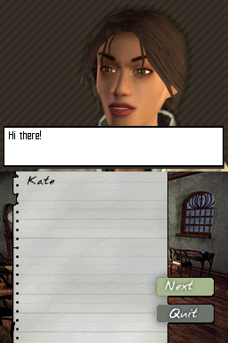Syberia (Nintendo DS) screenshot: Talking to Momo.