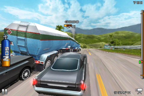 3D Fast & Furious (iPhone) screenshot: Trying to ram into the truck